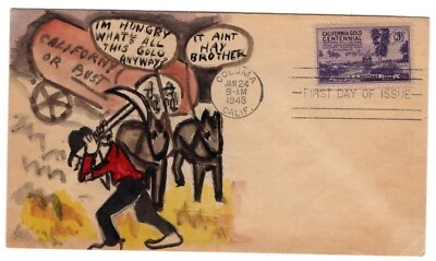 #954 California Gold Centennial 1948 - Hand-Painted Adler Artist SEE Scans - Image 1 of 4
