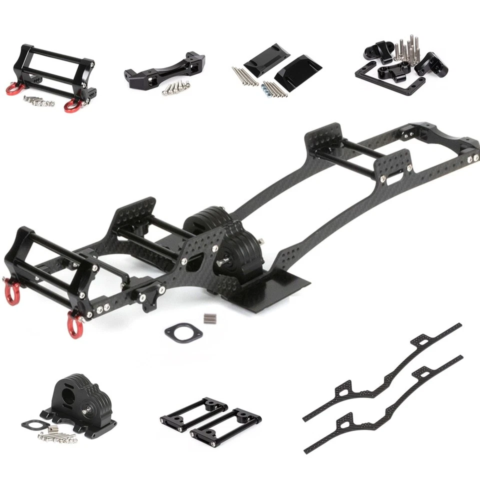 1/10 LCG Chassis Kit Frame Carbon Fiber Rail Gearbox for 1/10 RC Crawler SCX10 - Image 1 of 4