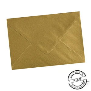 C6 Gold Metallic Envelopes A6 Premium Quality 100gsm - 11.4cm x 16.2cm - 6 x 4" - Picture 1 of 2