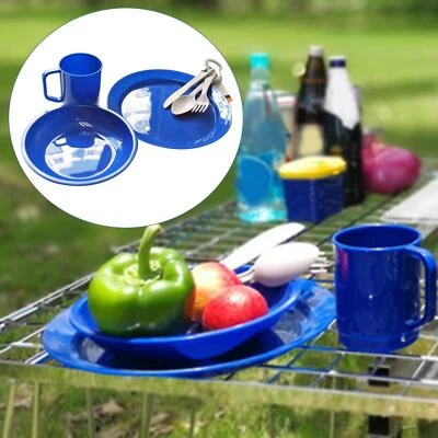 6x Outdoor Camping Tableware Set W/ Carry Bag for Picnic Backpacking Hiking - Image 1 of 4