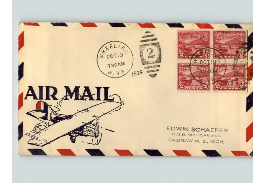 Unknown, 1929 OHIO CANALIZATION, Block of 4, canc. Wheeling, West Virginia, FDC - Image 1 of 1