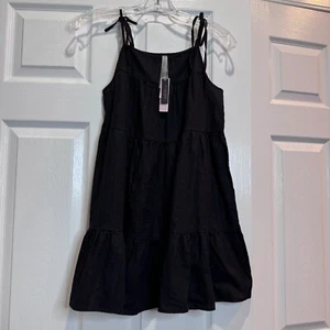 Victorias Secret XS Black Tiered Swim Cover Up Cotton Blend Spaghetti Strap NWT - Picture 1 of 9