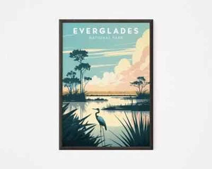 EVERGLADES Poster Wall Art Print | NATIONAL PARK Art | Everglades Travel Print | - Picture 1 of 4