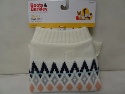 Boots & Barkley Small Pet Sweater - Cream/White With Diamond Pattern - Image 1 of 2