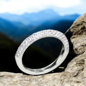 14k White Gold 1.25 Carat Round Cut Certified Lab Grown Diamond Engagement Band - Picture 1 of 10