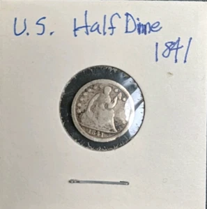 1841 Seated Liberty Half Dime 5c US Silver Coin - Picture 1 of 2