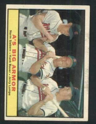 1961 Topps #119 Norm Siebern/Hank Bauer/Jerry Lumpe NM/NM+ Athletics A's Big Arm - Image 1 of 2