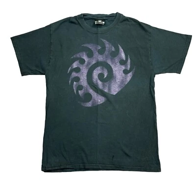Camiseta masculina Jinx Blizzard StarCraft 2 média preta logotipo zerg videogame para jogos - Imagem 1 de 4