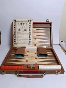 Vintage BACKGAMMON SET in Leatherette Carry Case Large - Picture 1 of 7