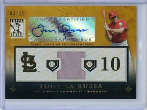 Tony La Russa 2010 Topps Tribute Gold Refractor Patch Auto/25 TAR-TL2 Cardinals - Imagen 1 de 2