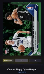 2025 Topps Now NBA Coleccionar Cooper Flagg Dylan Harper Verde Legendario 99cc RC - Imagen 1 de 4