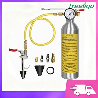 TREELIGO New Air Conditioner System Flush Canister Kit with Pressure Gauge AC Flush Kit