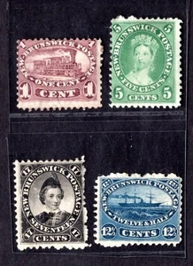 CANADA NEWFOUNDLAND 1860-1863 SCOTT #6, 8, 10, 11 MINT HINGED F-VF - Picture 1 of 2