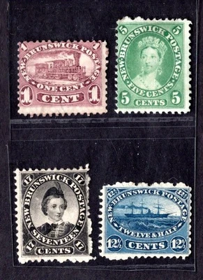 CANADA NEWFOUNDLAND 1860-1863 SCOTT #6, 8, 10, 11 MINT HINGED F-VF - Image 1 of 2