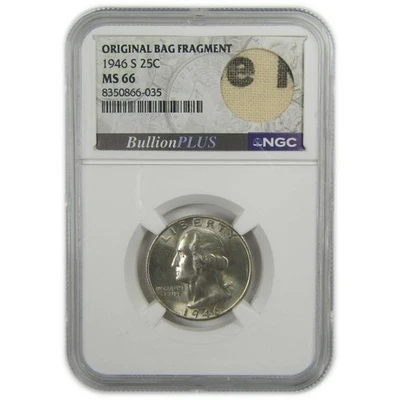 1946 S Washington Quarter MS 66 NGC Silver Bag Fragment SKU:I20511 - Image 1 of 4