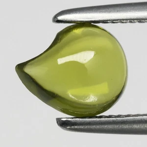 π 0.64ct Pear Cabochon Natural Green Peridot - Untreated, Myanmar Gemstone - Picture 1 of 4