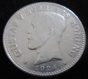 MDS SCHWEDEN SWEDEN 2 KRONEN 1924 W "GUSTAF V.", SILBER  #A1 - Bild 1 von 2