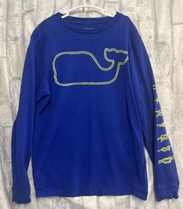 Vineyard Vines Long Sleeve T-Shirt Youth Size Small Blue Whale Knot Sleeve - Picture 1 of 4