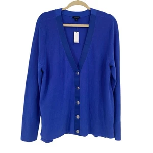 Talbots Women’s XL Blue V-Neck Girlfriend Cardigan Preppy Button NWT - Picture 1 of 10
