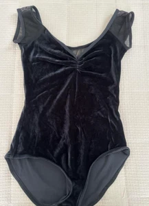 Yumiko Leotard Nina Mesh Velvet Smooth N-Black Medium - Picture 1 of 2