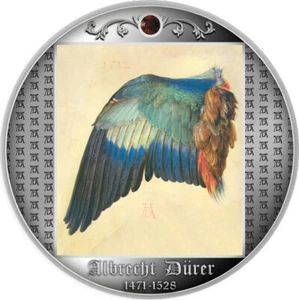 WING OF A EUROPEAN ROLLER Albrecht Dürer Silver Coin 500 Francs Cameroon 2021 - Picture 1 of 4