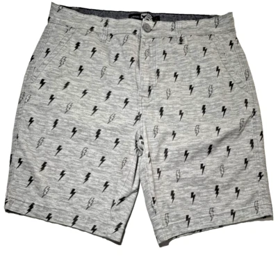 Company 81 men's gray w/ black patterned lighting bolt chino shorts sz 34 - Image 1 of 4