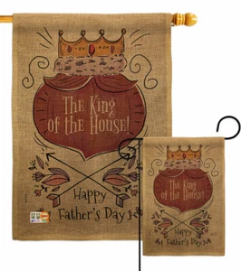 Der König des Hauses Sackleinen Garten Flagge Familie Vatertag klein Geschenk Hof Banner - Bild 1 von 19