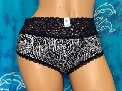 NUEVO CON ETIQUETAS Maurice’s Sexy Telaraña Gótico Punk Algodón Encaje Ribete Hipster Bragas XL Foto 1 de 4