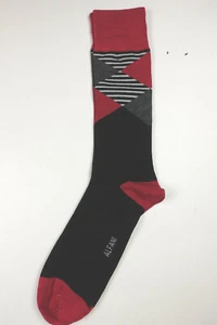 ALFANI Men's Black Red Gray Geometric AlfaTech Repreve Dress Socks Size 7-12 - Picture 1 of 1
