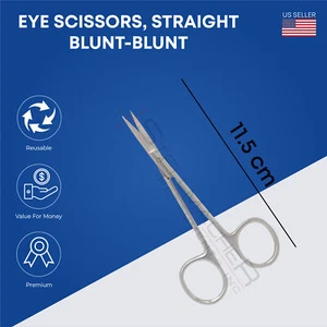 Universal Eye Scissors Straight & Curved Pointed & Blunt-Blunt 11.5cm - Picture 1 of 9