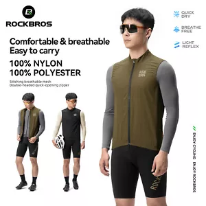 ROCKBROS Riding Windproof Vest Summer Two Way Zipper Breathable Reflective - Picture 1 of 11