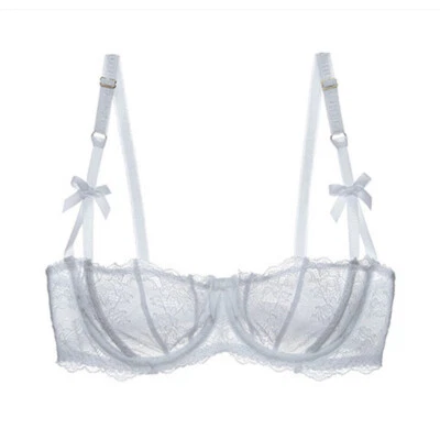 Acogedor Sujetador Sexy de Media Taza para Mujer Baile de graduación Sujetador de Encaje Transparente Sissy Lencería Bralette Foto 1 de 4