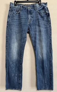 American Eagle Slim Straight Jeans Mens 33X30 Whiskered Blue Denim - Picture 1 of 9