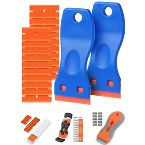 Raspador de cuchillas de plástico con cuchillas de repuesto para quitar automóviles, pisos y etiquetas - Imagen 1 de 27