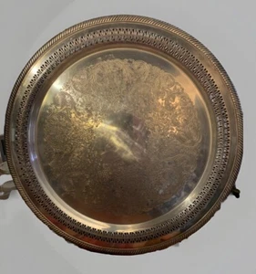 VINTAGE ROGERS SILVER PLATE SERVING TRAY TEA TRAY 15" decoupage craft or serv - Picture 1 of 5