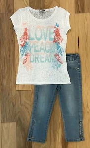 GIRL KAPPAHL LOVE TEE TOP DENIM JEAN SKINNY CAPRI PANTS 9 10 11 146 cm EURO - Picture 1 of 5