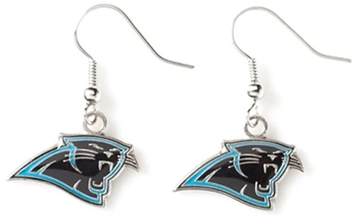Conjunto de aretes colgantes de plata con logotipo del equipo de fútbol americano Carolina Pathers de la NFL Foto 1 de 1