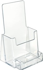 Azar Counter Trifold Brochure Holder With Business Card Pocket Clear 50/Pack