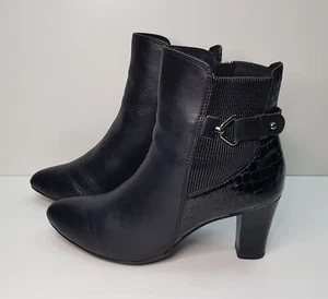 CAPRICE SIZE 4.5UK EUR37.5 WOMENS BLACK LEATHER MID HEEL ANKLE BOOTIES BOOTS ZIP - Picture 1 of 24