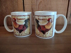 Tazza da tè caffè vintage Bay Island Inc gallo fattoria campagna set di 2 4"X3" - Foto 1 di 2
