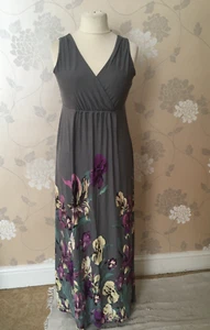 Laura Ashley Vintage Floral Maxi Dress Cottage core Grey Size 14 - Picture 1 of 6