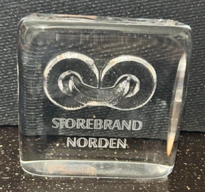 Storebrand Norden Lead Crystal Paperweight Bank Advertising Promo Vintage P3 - Picture 1 of 8