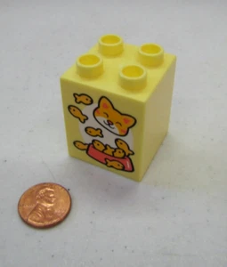 Rare Lego Duplo CAT PET w/ FOOD BOWL FISH for HOUSE Printed Block Specialty - Picture 1 of 3