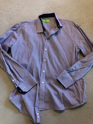 Bristol & Bull Shirt Men's Large Purple Micro Plaid Button Up Long Sleeve - Image 1 of 4