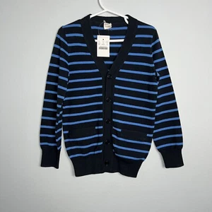 Crew cuts Striped Cardigan Blue With Buttons SW2688 Sz 4 - 5 Cotton Photoshoot - Picture 1 of 9