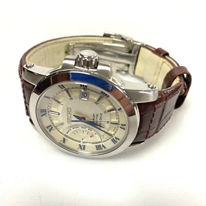 u829 SEIKO Premier Kinetic Direct Stainless Steel Original Leather Wrist Watch - Picture 1 of 6