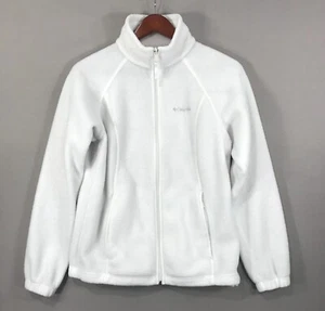 Chaqueta Columbia para mujer mediana blanca polar cremallera completa bolsillos simulados manga larga - Imagen 1 de 15