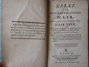 SIGAUD DE LAFOND : ESSAI SUR DIFFERENTES ESPECES D'AIR, 1779. 5 pl., provenance. - Picture 1 of 12