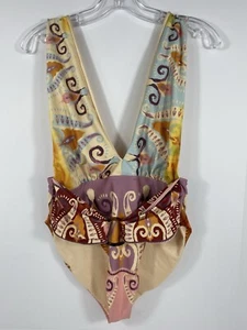 Traje de baño Agua Bendita Anthropologie Plunge de una pieza con cinturón talla XL NUEVO sin etiquetas - Imagen 1 de 11
