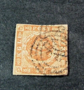 Dänemark Briefmarke Scott # 4a Königliche Embleme 1854-57 gebraucht H332 - Bild 1 von 1